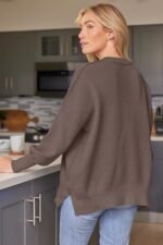 LILLUSORY Oversized Sweaters for Women 2025 Fall Fashion Outfits Trendy Crewneck Knit Cute Lightweight Sweater Pullover Tops Long Sleeve Shirts Winter Clothes Nutmeg L at Amazon Women’s Clothing store - Image 3