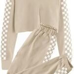 Meikulo Crop Tops for Teen Girls Hoodies Two Piece Outfits Tracksuit Activewear Kids Cute Long Sleeve Sweatshirts Sweatpants Beige, 9-10 Years: Clothing, Shoes & Jewelry