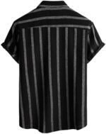 VATPAVE Mens Summer Striped Shirts Button Down Short Sleeve Vintage Beach Hawaiian Shirts with Pocket Large Black Fashion : Clothing, Shoes & Jewelry - Image 5