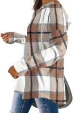 Bofell Womens Fall Fashion Must Haves 2025 Long Sleeve Tops Oversized Sweater Halloween Shirts Sweatshirt Hoodies Woman Winter Clothes Brown Plaid 2XL : Clothing, Shoes & Jewelry - Image 3