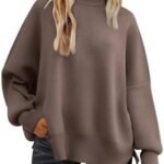LILLUSORY Oversized Sweaters for Women 2025 Fall Fashion Outfits Trendy Crewneck Knit Cute Lightweight Sweater Pullover Tops Long Sleeve Shirts Winter Clothes Nutmeg L at Amazon Women’s Clothing store