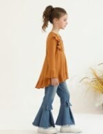 Auiopila Kids Toddler Girl Clothes Solid Color Ruffle Sleeve Top and Flare Jeans Pants 2Pcs Fall Winter Girl Outfits: Clothing, Shoes & Jewelry - Image 5