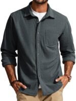 PJ PAUL JONES Men's Casual Button up Shirt Long Sleeve Fashion Texture Button Down Shirt Dark Grey : Clothing, Shoes & Jewelry