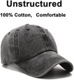 NPJY Vintage Washed Distressed Cotton Dad Hat Baseball Cap Adjustable Trucker Unisex Hats Black at Amazon Men’s Clothing store - Image 3