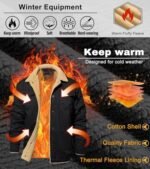 EKLENTSON Winter Jackets for Men Fleece Button Casual Stylish Jacket with Multi Pockets Black, Medium at Amazon Men’s Clothing store - Image 3