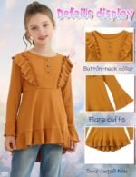 Auiopila Kids Toddler Girl Clothes Solid Color Ruffle Sleeve Top and Flare Jeans Pants 2Pcs Fall Winter Girl Outfits: Clothing, Shoes & Jewelry - Image 6