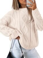 Trendy Queen Oversized Sweaters Womens 2025 Early Fall Fashion Must Haves Outfits Cable Knit Crewneck Plus Size Pullover Cute Chunky Long Tunic Top Winter Old Money Clothes Leggings Essential Clothing at Amazon Women’s Clothing store